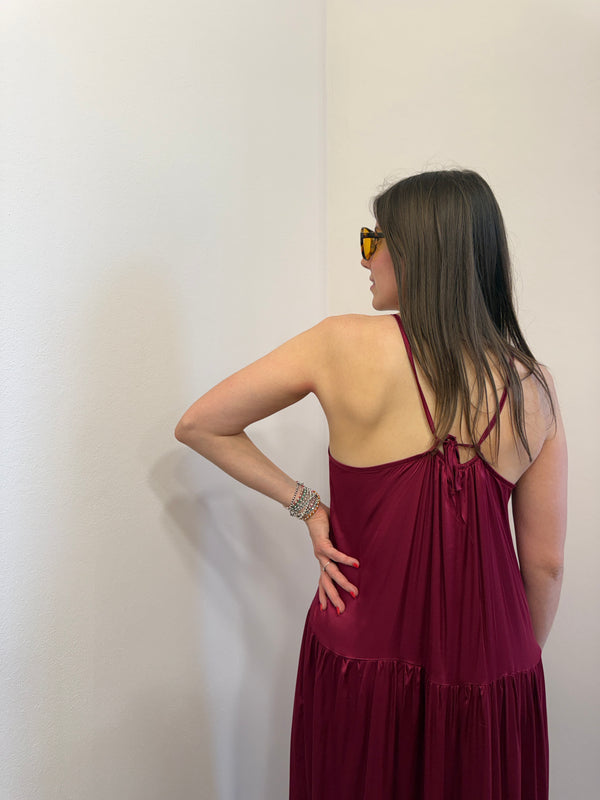Abito lungo a balze rubino Kontatto