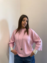 Maglione in alpaca manica 3/4 rosa Kontatto