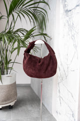 Borsa luna in suede Borgogna
