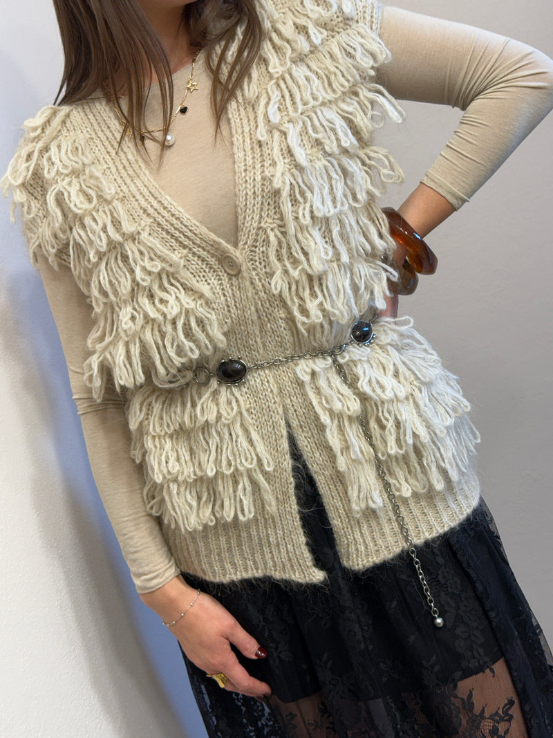 Gilet punto pannocchia sfrangiato