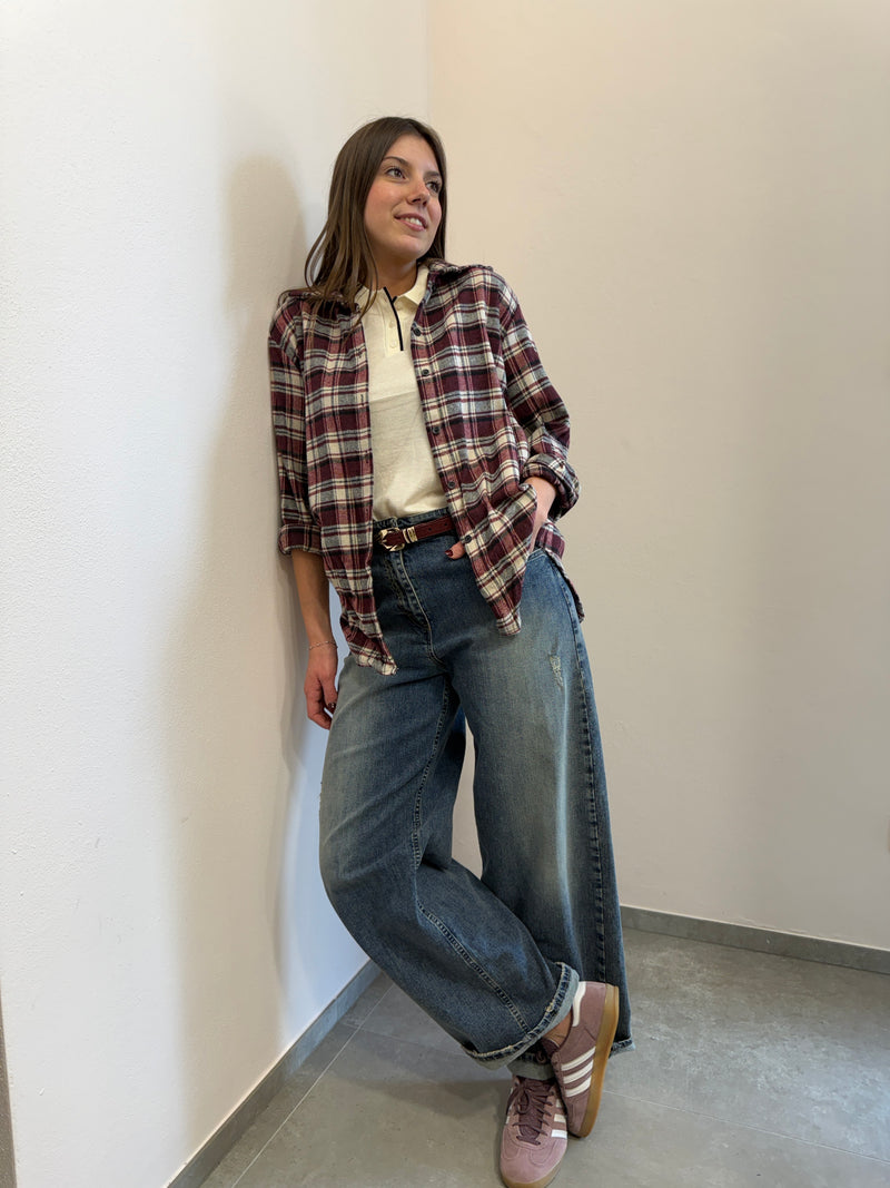 Camicia check Borgogna