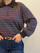 Polo a righe Blu/Borgogna