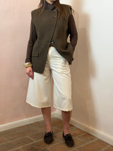 Pantalone corto a gamba larga, Bianco panna - Lumina