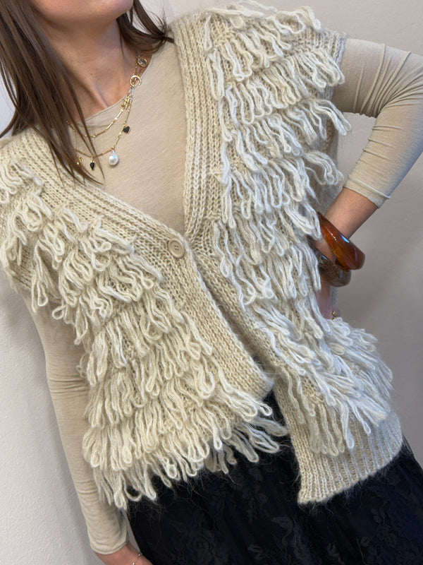 Gilet punto pannocchia sfrangiato
