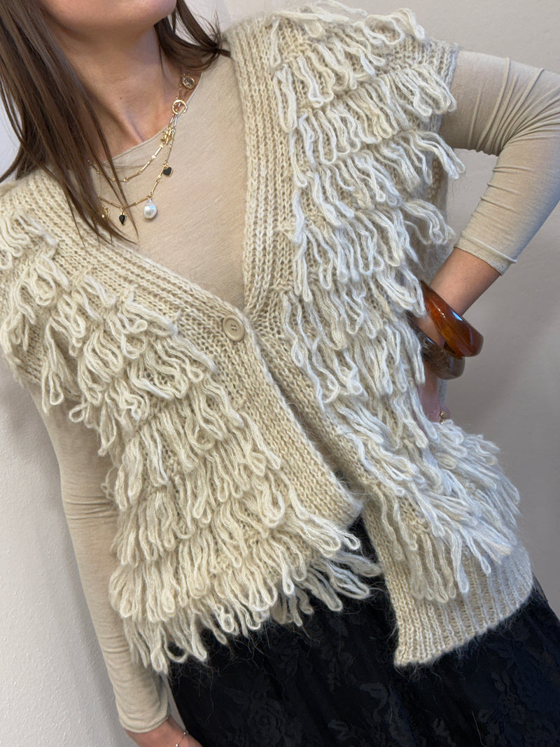 Gilet punto pannocchia sfrangiato