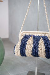 Borsa clutch in rafia rigata- Kontatto