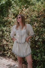 Gonna-Shorts Boho Avorio in Cotone Stropicciato  - Art Love