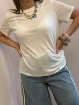 T-shirt avorio in lino - Art Love