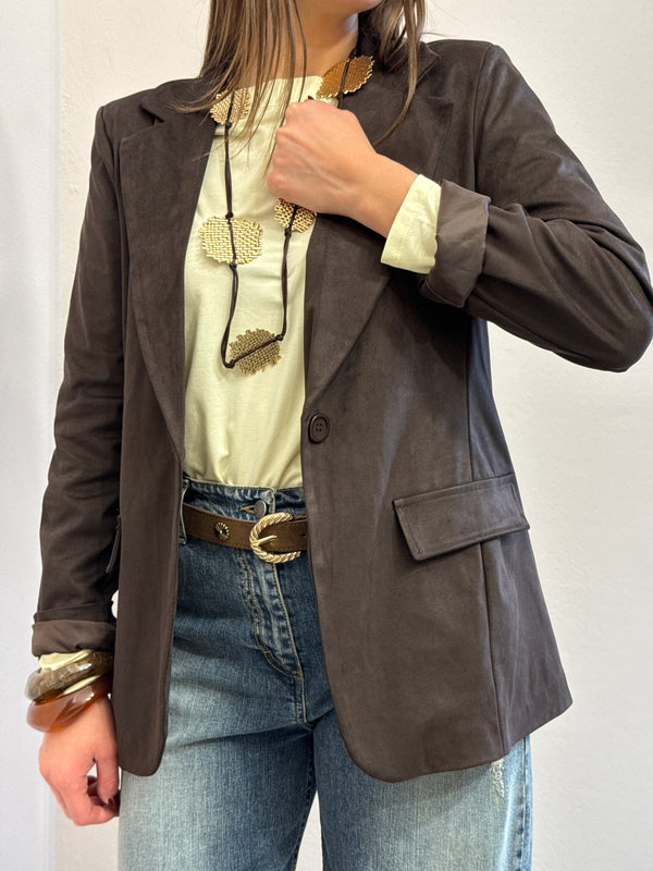 Blazer in suede moro
