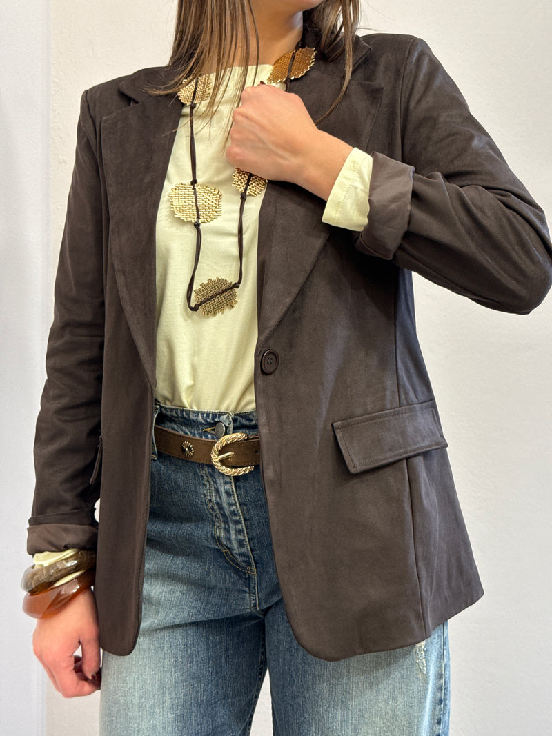 Blazer in suede moro