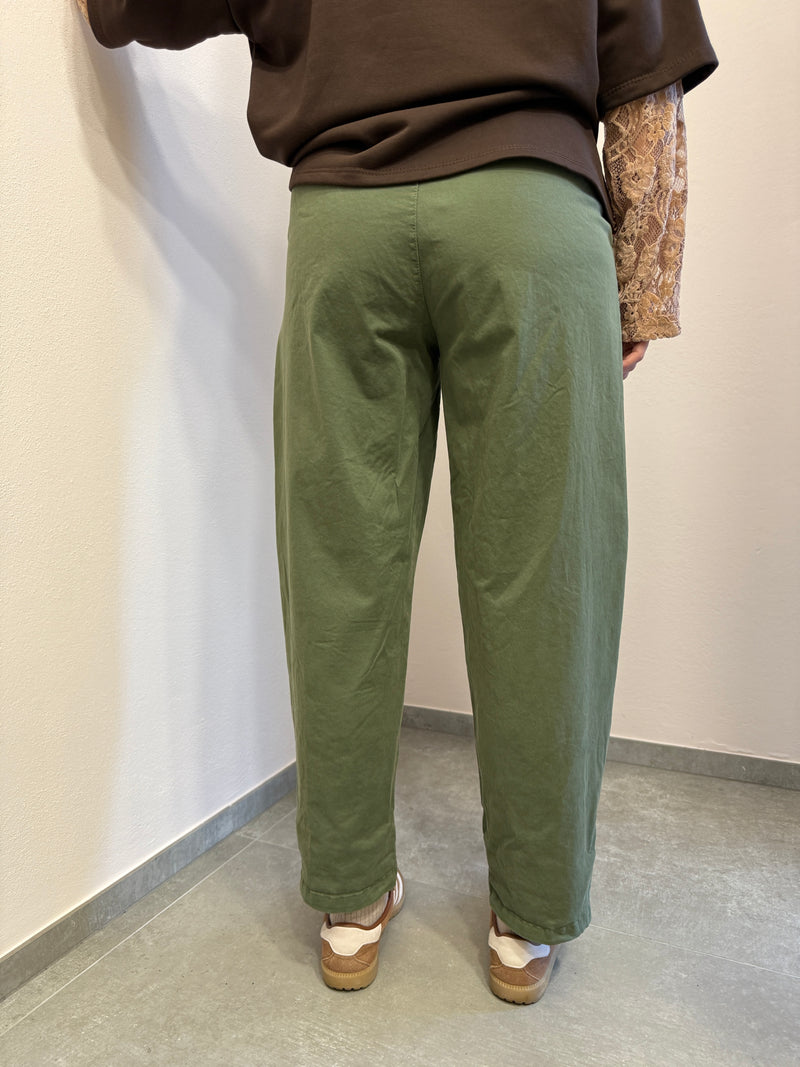 Pantalone oliva straight fit