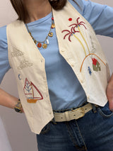 Gilet smanicato ricamato