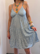 Abito Midi Vichy Azzurro