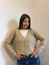Cardigan con bottoni in madreperla biscotto Kontatto