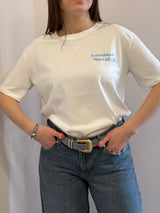 Maglietta ricamata azzurra