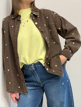 Camicia ricamata in denim Cioccolato