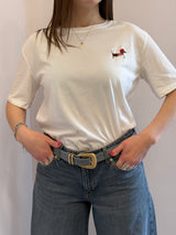 Maglietta ricamata bassotto rosso