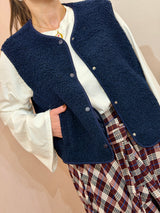 Gilet in Morbido Effetto Teddy Blu
