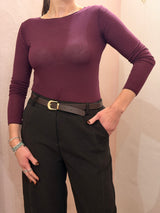 Maglia a Maniche Lunghe in Misto Cashmere bordeaux