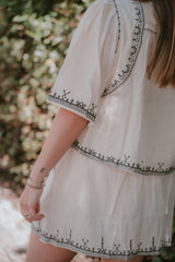 Camicia coreana  Avorio in Cotone Leggero - ArtLove
