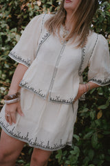 Camicia coreana  Avorio in Cotone Leggero - ArtLove