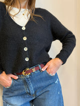 Cardigan con bottoni in madreperla Nero Kontatto