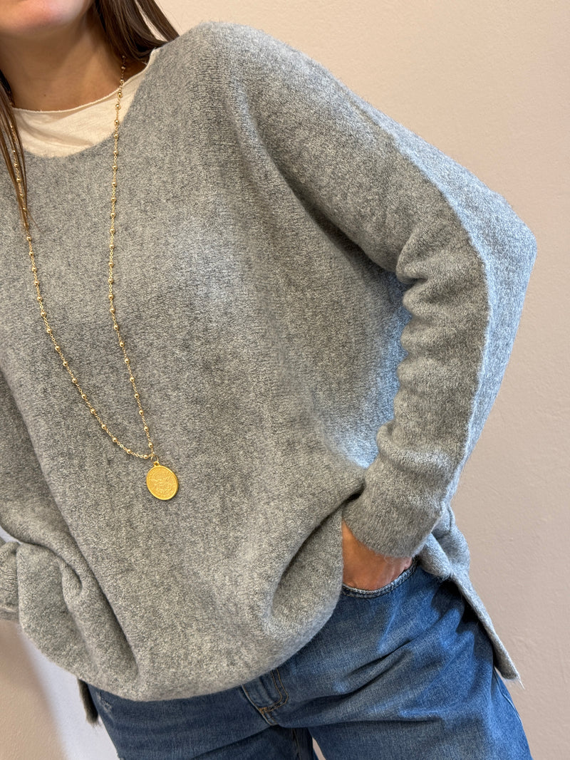 Maglione a barava over grigio chiaro Kontatto